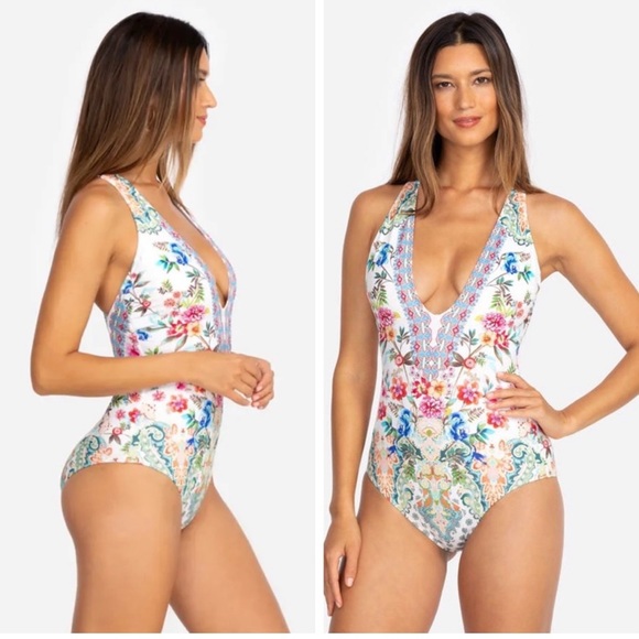 NWT Johnny Was Dreamer V-Neck One-Piece Swimsuit Size XL - Picture 10 of 11